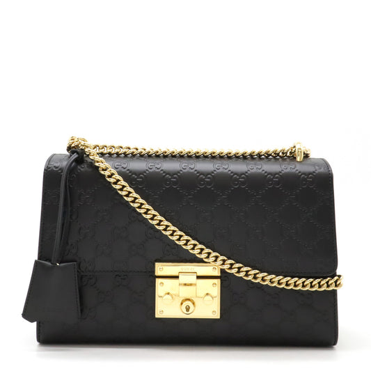 Gucci Leather Padlock Shoulder Bag Black