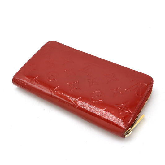 Louis Vuitton Monogram Vernis Zippy Wallet Red