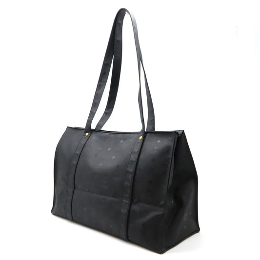 MCM Logo Tote Bag Black PVC