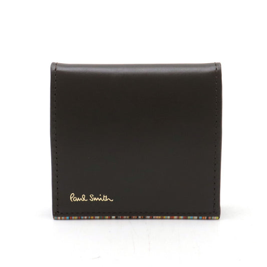 Paul Smith Leather Stripe Coin Case Dark Brown