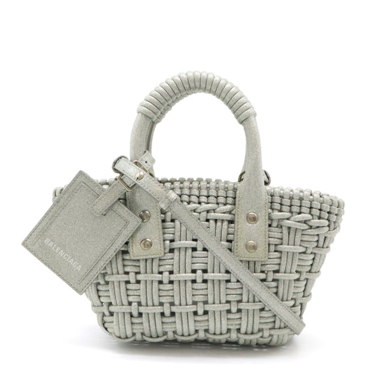 Balenciaga Bistro XXS Basket Handbag Silver