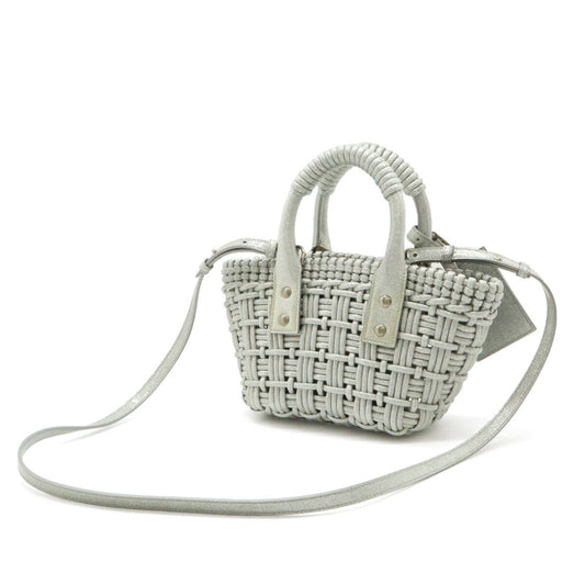 Balenciaga Bistro XXS Basket Handbag Silver