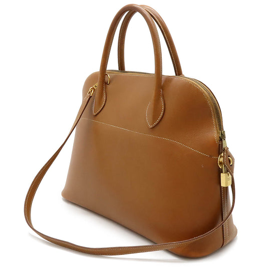 Hermes Bolide 35 Handbag Light Brown Leather