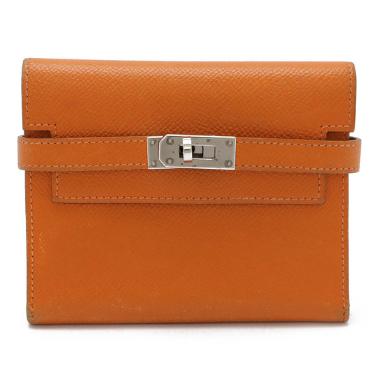 Hermes Kelly Compact Trifold Wallet Orange