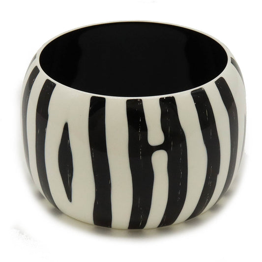 Hermes Zebra Lacquer Wood Bangle Bracelet