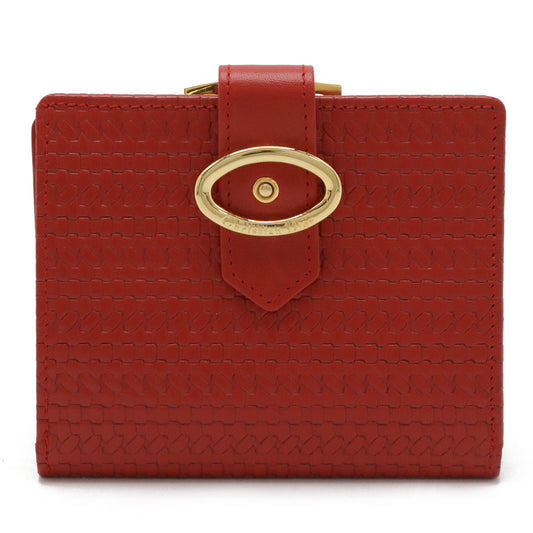 Dior Leather Woven Bifold Wallet Red