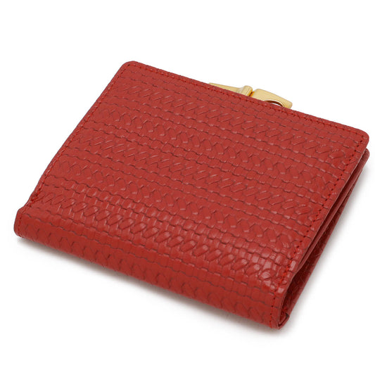 Dior Leather Woven Bifold Wallet Red