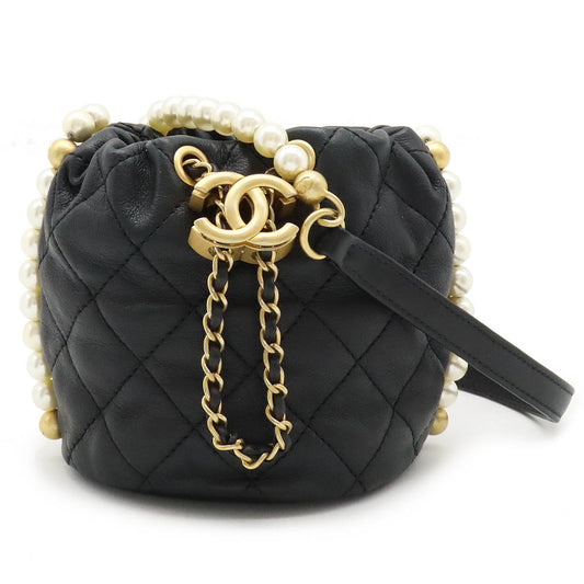 Chanel Leather Faux Pearl Chain Shoulder Bag