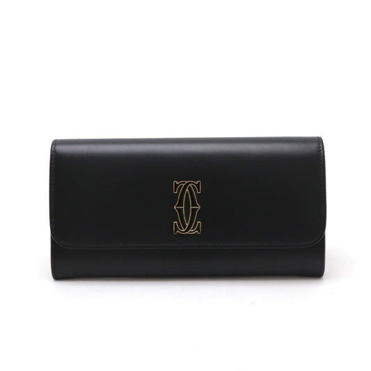 Cartier Leather C de Cartier Flap Wallet Black