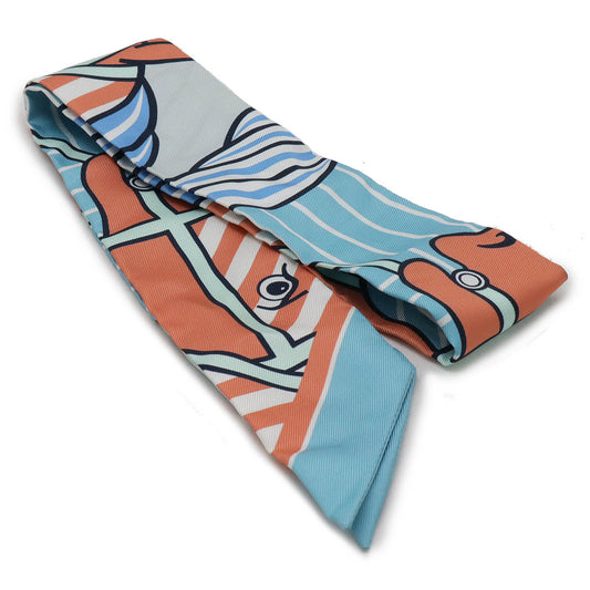 Hermes Silk Twilly Scarf Light Blue