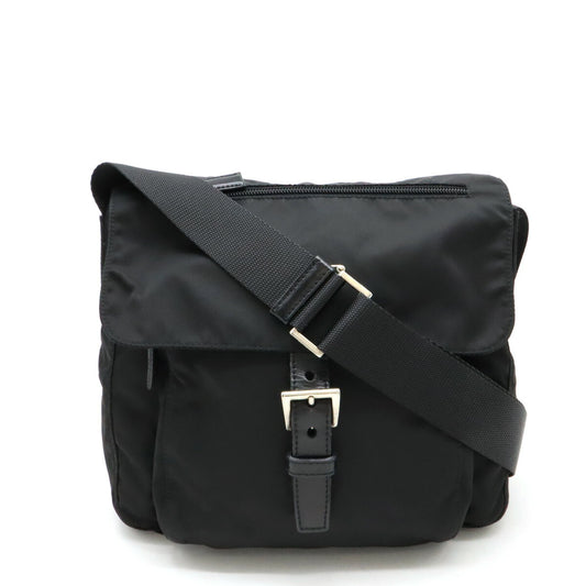 Prada Nylon Leather Shoulder Messenger Bag Black