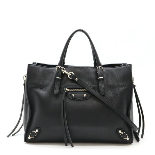 Balenciaga Leather Paper A6 Zip Around Handbag