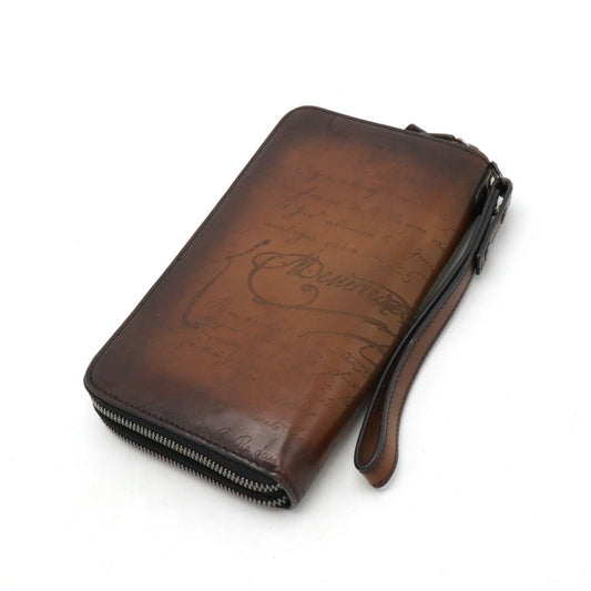 Berluti Venetian Leather Calligraphy Double Zip Wallet