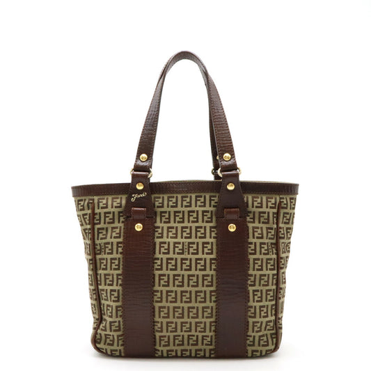 Fendi Zucchino Tote Bag Canvas Leather