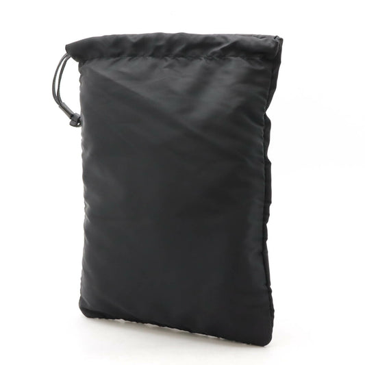 Prada Nylon Leather Drawstring Pouch Black