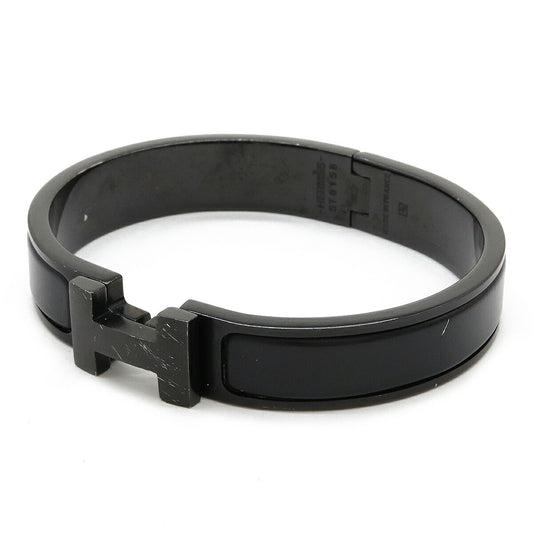 Hermes Enamel Click HH Bracelet Black