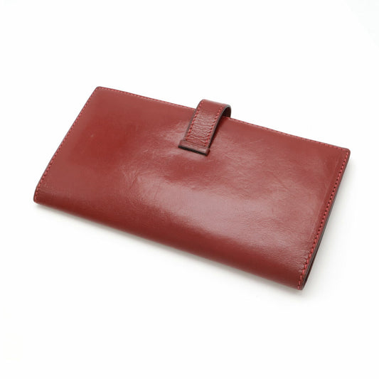 Hermes Leather Bearn Classic Wallet Red