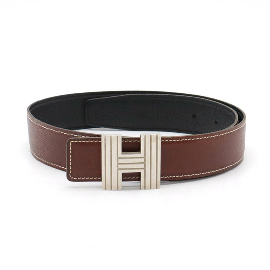 Hermes H Logo Reversible Leather Belt