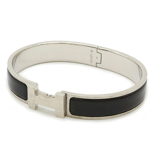 Hermes Click Clack H Bracelet Matte Black Silver