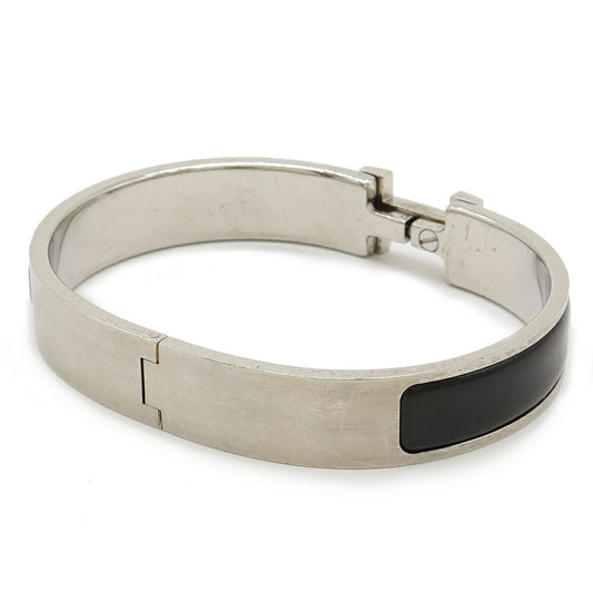 Hermes Click Clack H Bracelet Matte Black Silver