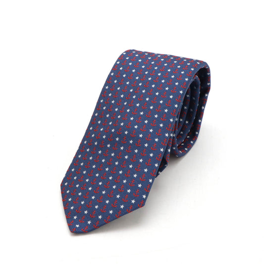 Hermes Silk Tie Anchor Star Pattern