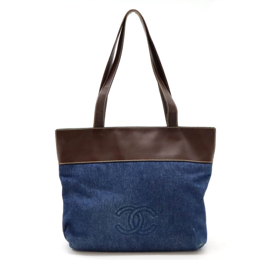 Chanel Denim Leather Coco Mark Tote Bag