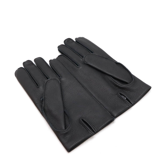 Hermes Deerskin H Stitch Gloves Black