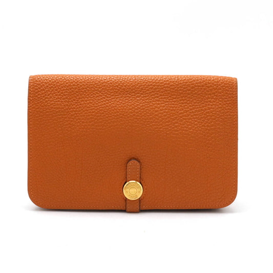 Hermes Dogon Pouch Waist Bag Leather Orange