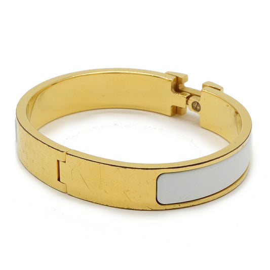 Hermes Enamel Bracelet Gold White