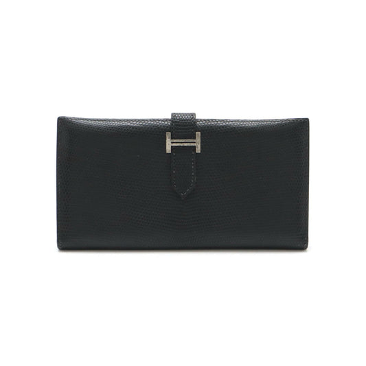 Hermes Lizard Bearn Classic Wallet Black