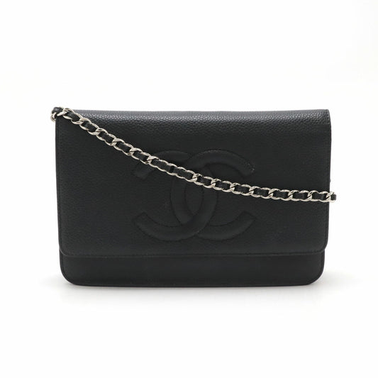 Chanel Caviar Chain Wallet Crossbody Bag