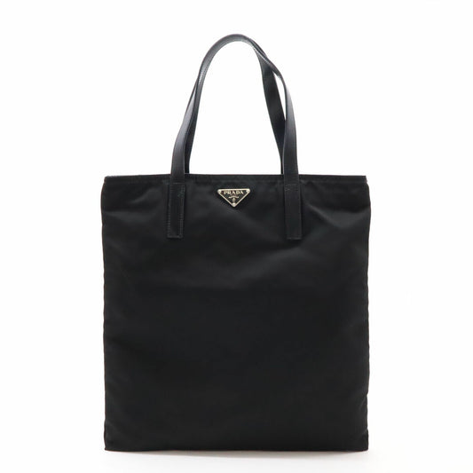 Prada Nylon Leather Tote Bag Black