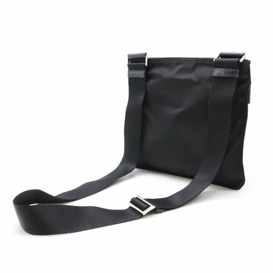 Prada Nylon Leather Shoulder Bag Black