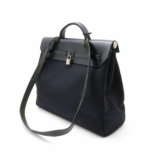 Hermes Aile Bag MM Leather Handbag Black