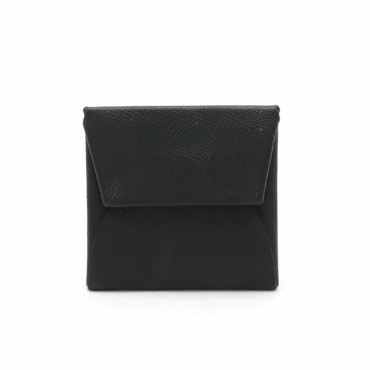 Hermes Bastia Leather Coin Case Black