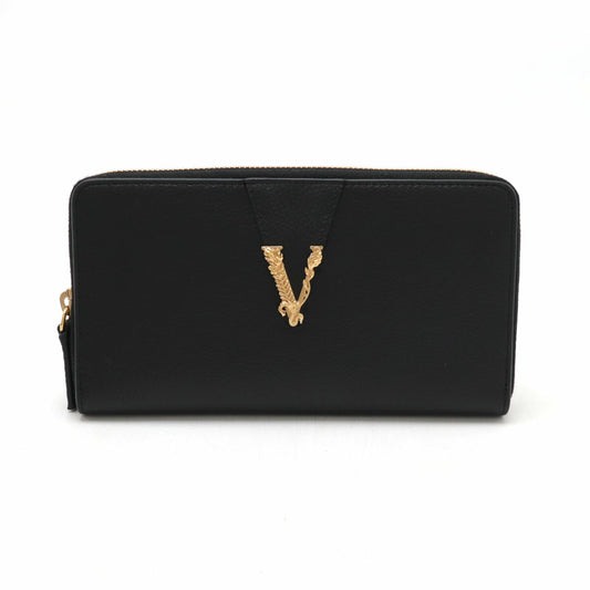 Versace Virtus Leather Zip Wallet Black