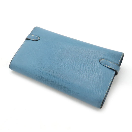 Hermes Kelly Wallet Long Bifold Blue