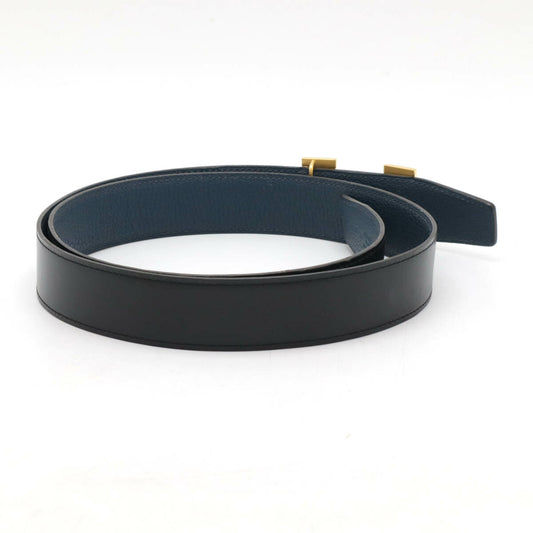 Hermes H Belt Reversible Leather Black Navy