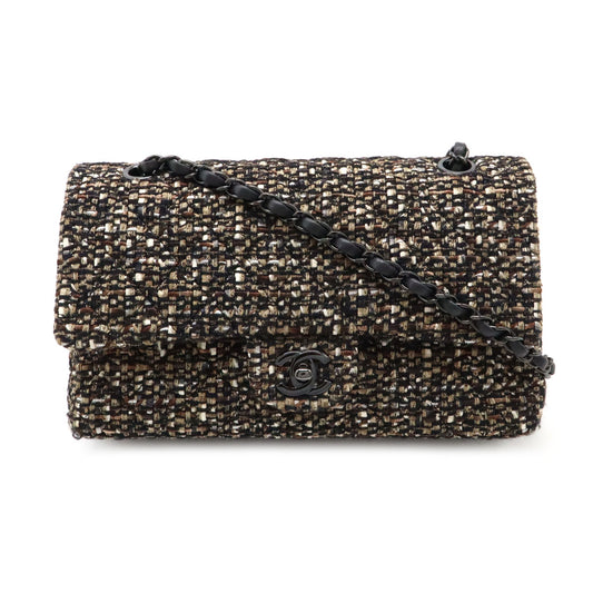 Chanel Tweed Leather Double Flap Bag