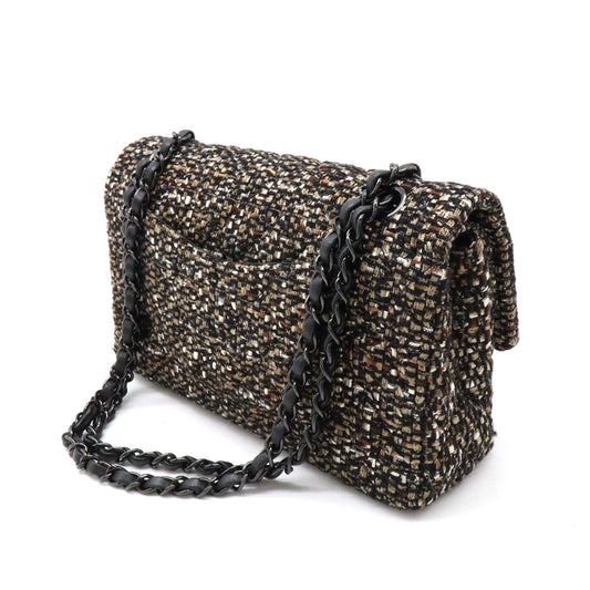 Chanel Tweed Leather Double Flap Bag