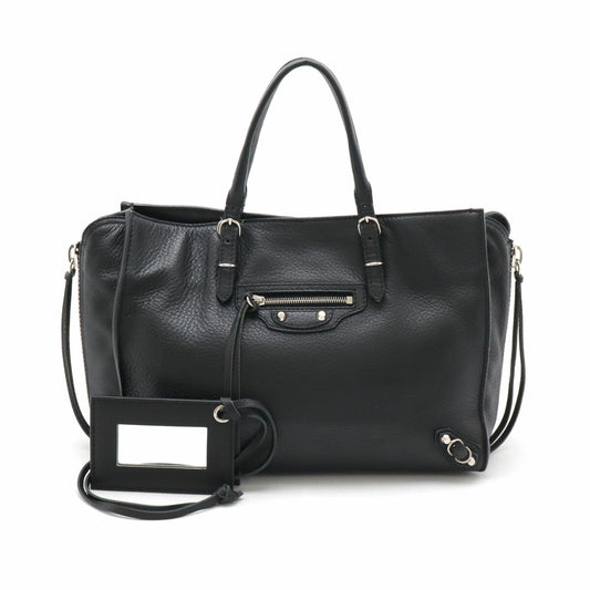 Balenciaga Leather Paper A6 Zip Around Handbag