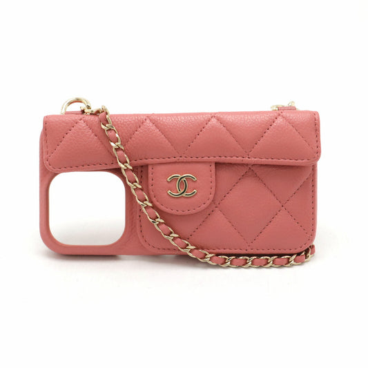 Chanel Leather iPhone 14 Pro Case Crossbody