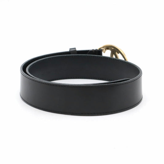 Chanel Leather Icon Belt Black Gold