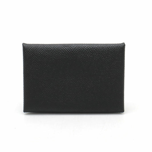 Hermes Calvi Card Case Leather Black