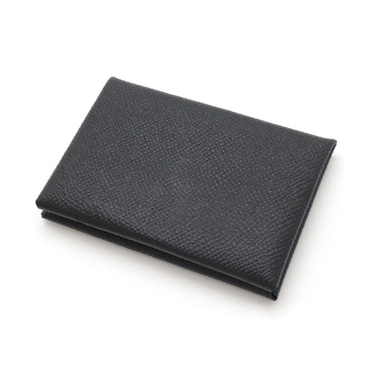 Hermes Calvi Card Case Leather Black