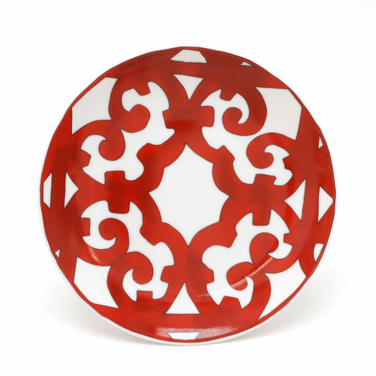 HERMES Porcelain Plate No.3 Red White