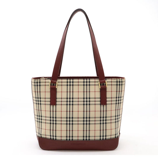 Burberry Nova Check Canvas Leather Tote Bag