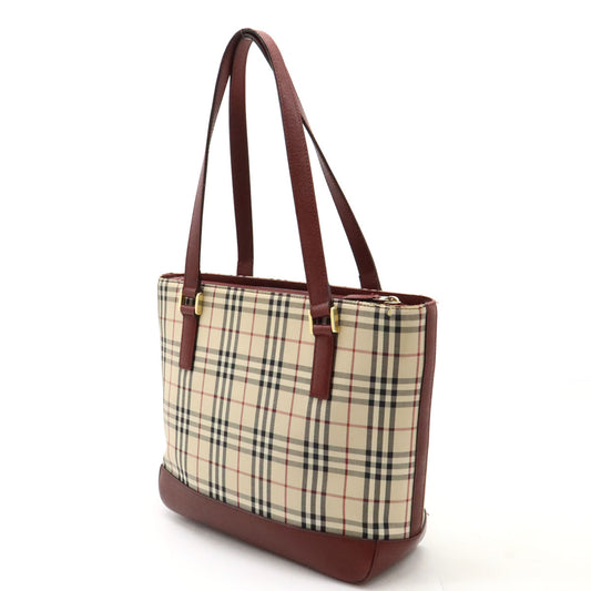 Burberry Nova Check Canvas Leather Tote Bag