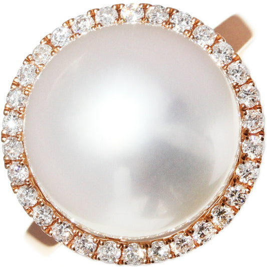 K18PG Pearl Ring 11.6mm Diamond 0.24ct