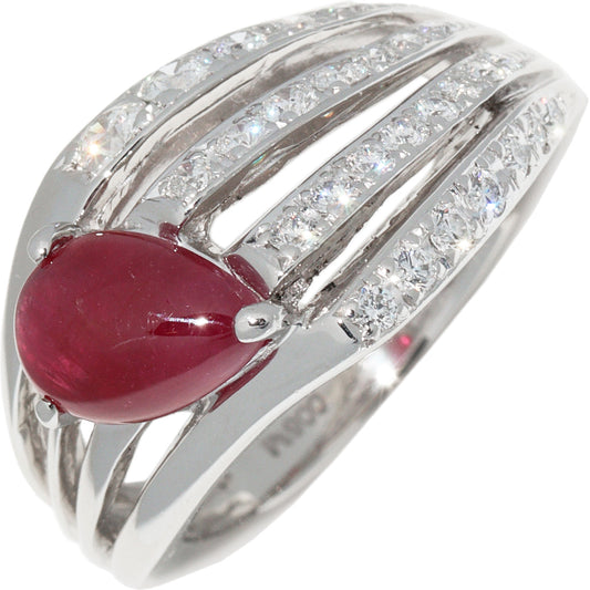 Pt900 Ruby 1.76ct/Diamond 0.57ct Ring